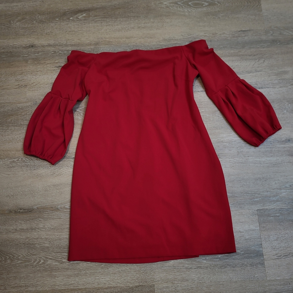 Vince Camuto XL Thick Red Off-Shoulder Dress